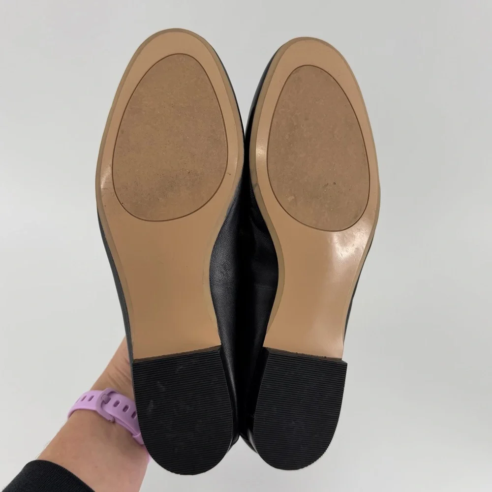 Halogen Black Soft Leather Flexible Loafer Flats, Women's 8
